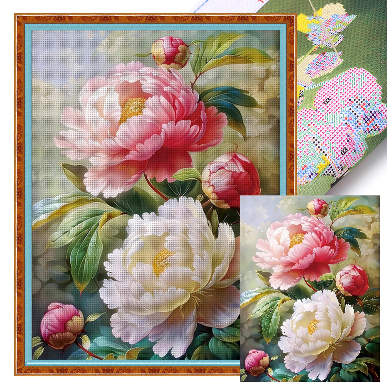

Flowers Full 11CT DIY Stamped Needlework Embroidery Kit Printed Cross-Stitch Kits for Beginners Adults Home Decor