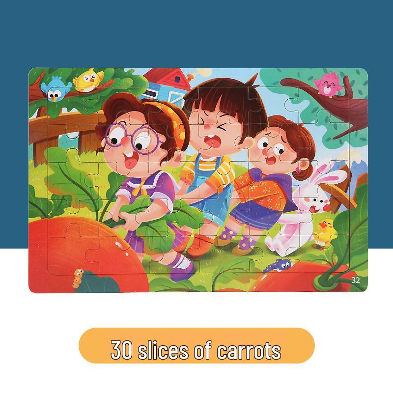30-Piece Wooden Dinosaur Cartoon Animal Puzzle for Kids - Early Education & Intellectual Toy