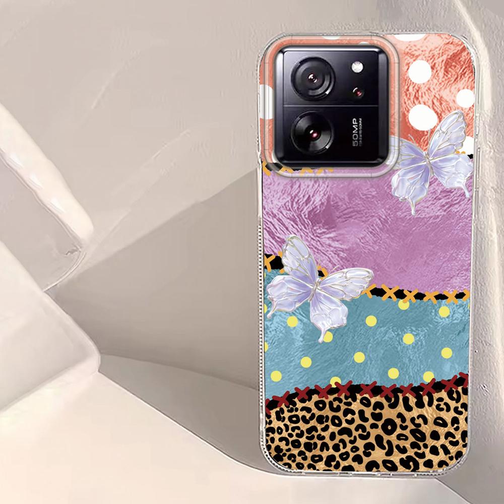 Leopard Cherry Fruit Vortex Texture Phone Case for Xiaomi 13T 14T 11 Lite Poco X5 M6 Pro X6 X3 Pro NFC C75 C71 C65 C61 M5S Cover