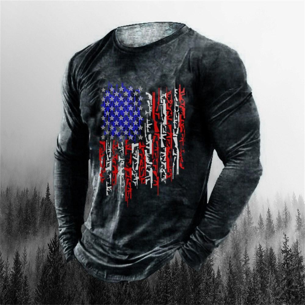 3D Printing Men's Round Neck Long Sleeves Street Trend Hip-hop Oversized Punk T-shirt Pullover Vintage Skull T-shirt
