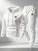 Urban-mark Herren Hoodie & Jogger Set, Vorne Gotischer Schriftzug Brustdruck, Gleiche Grafik auf der Hose, Dickes Fleece Sportanzug für Tägliche Street-Trips
