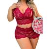 "Plus-Size Lace Lingerie Set: Sexy See-Through Temptation Body Shaper with Thong"