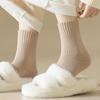 1 Pairs Women's Thickened Mink Socks Plush Sleepwear Solid Color Warm Middle Tube Autumn Winter Home Socks