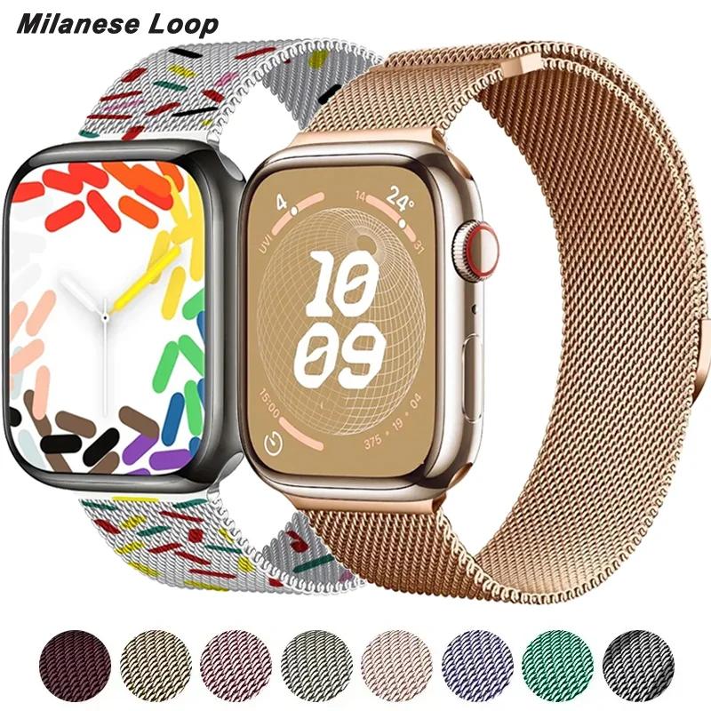 Magnetic Loop Strap For Apple watch Band 44mm 40mm 45mm 41mm 42mm 38mm Stainless Steel Bracelet iWatch Series Ultra 9 8 SE 7 6 5