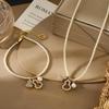 Trendy Gourd Necklace & Bracelet Set: High-End, Hollow Design Clavicle Chain Jewelry
