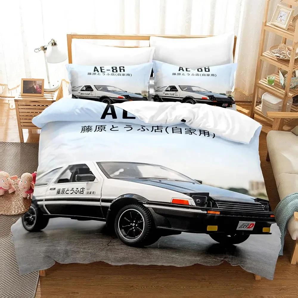 Initial Ae86 Boys Bedroom Bedding Set Single Twin Full Queen King Size Aldult Duvetcover 3D Anime Bed Sheet Set