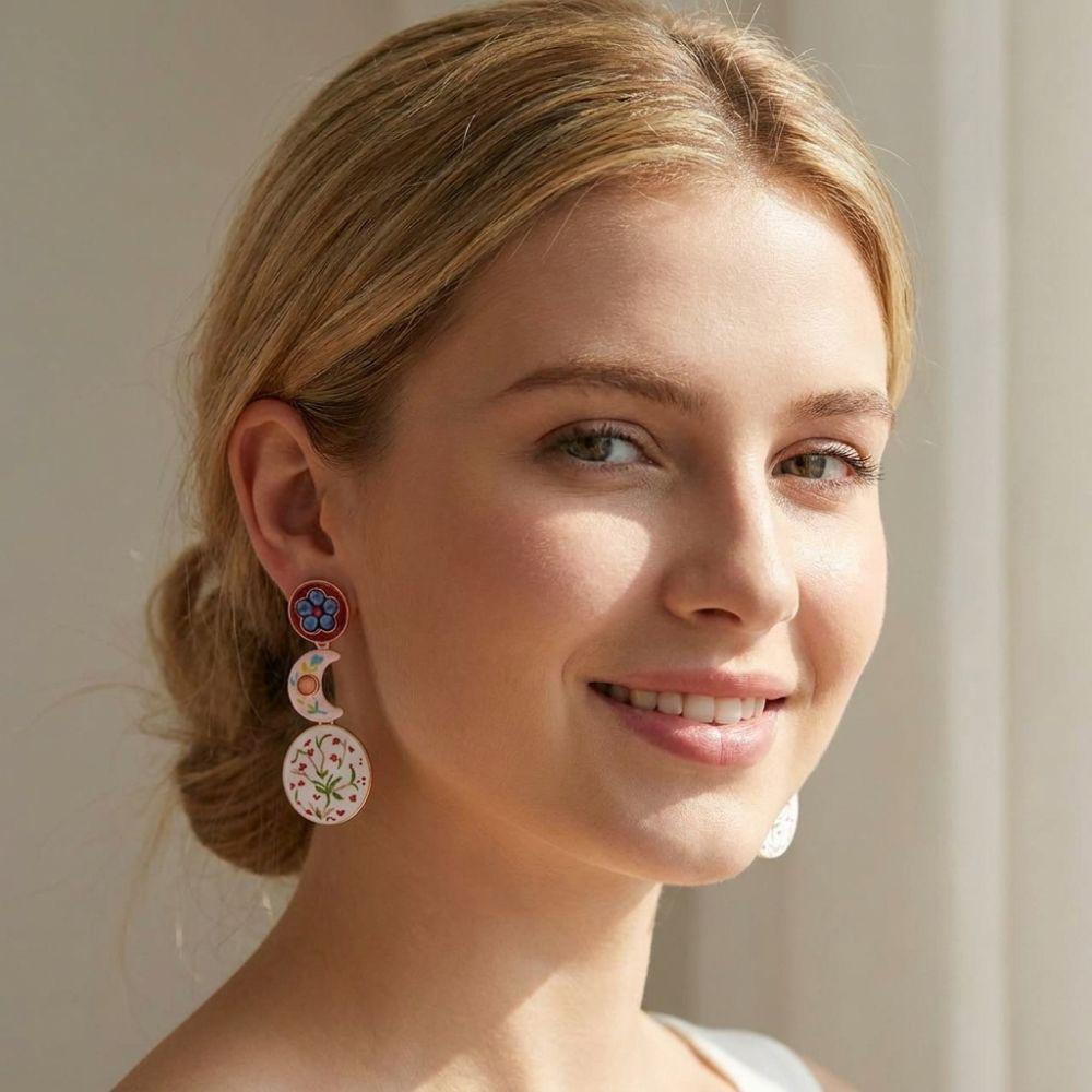 Asymmetrical Design Dangle Earrings Flower Shape Geometric Earrings Bohemian Earrings For Women