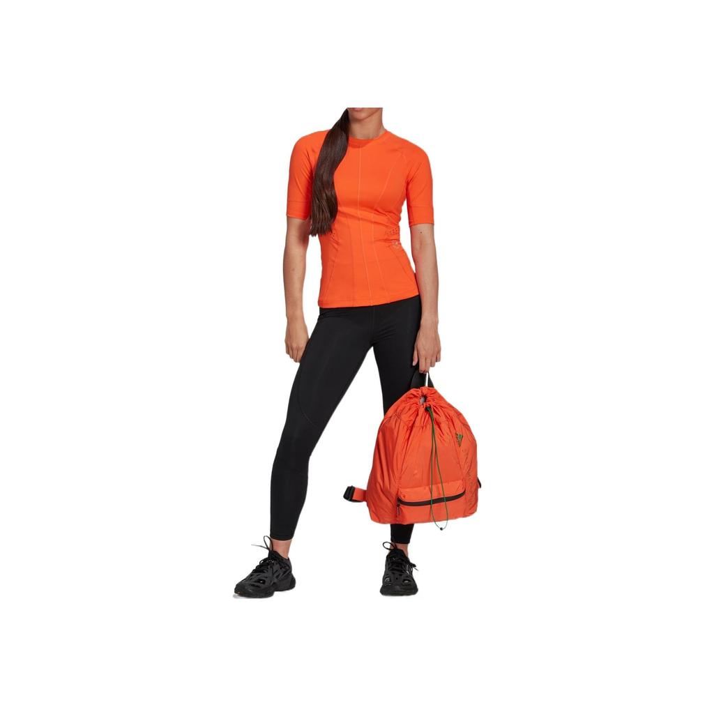 Adidas Solid Color Crew Neck Logo Print Casual Short Sleeve T-Shirt Women Half-Impact-Orange HI6151