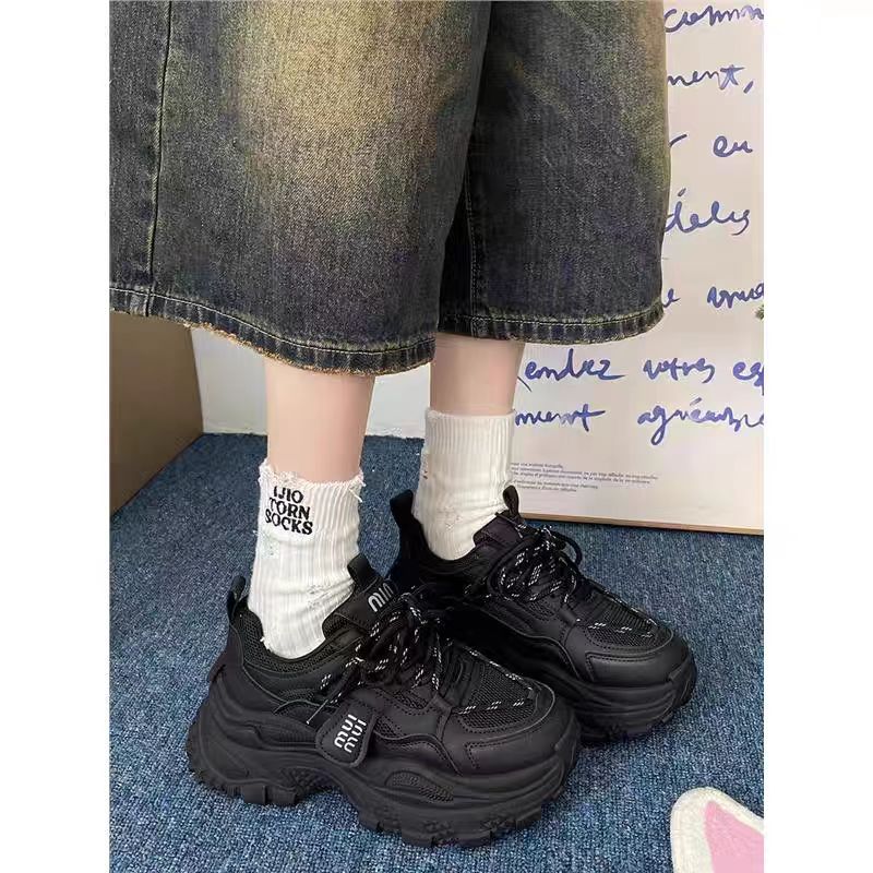 Popular fried street platform dad shoes women increase ins tide 2025 spring and autumn new niche versatile casual sports shoes