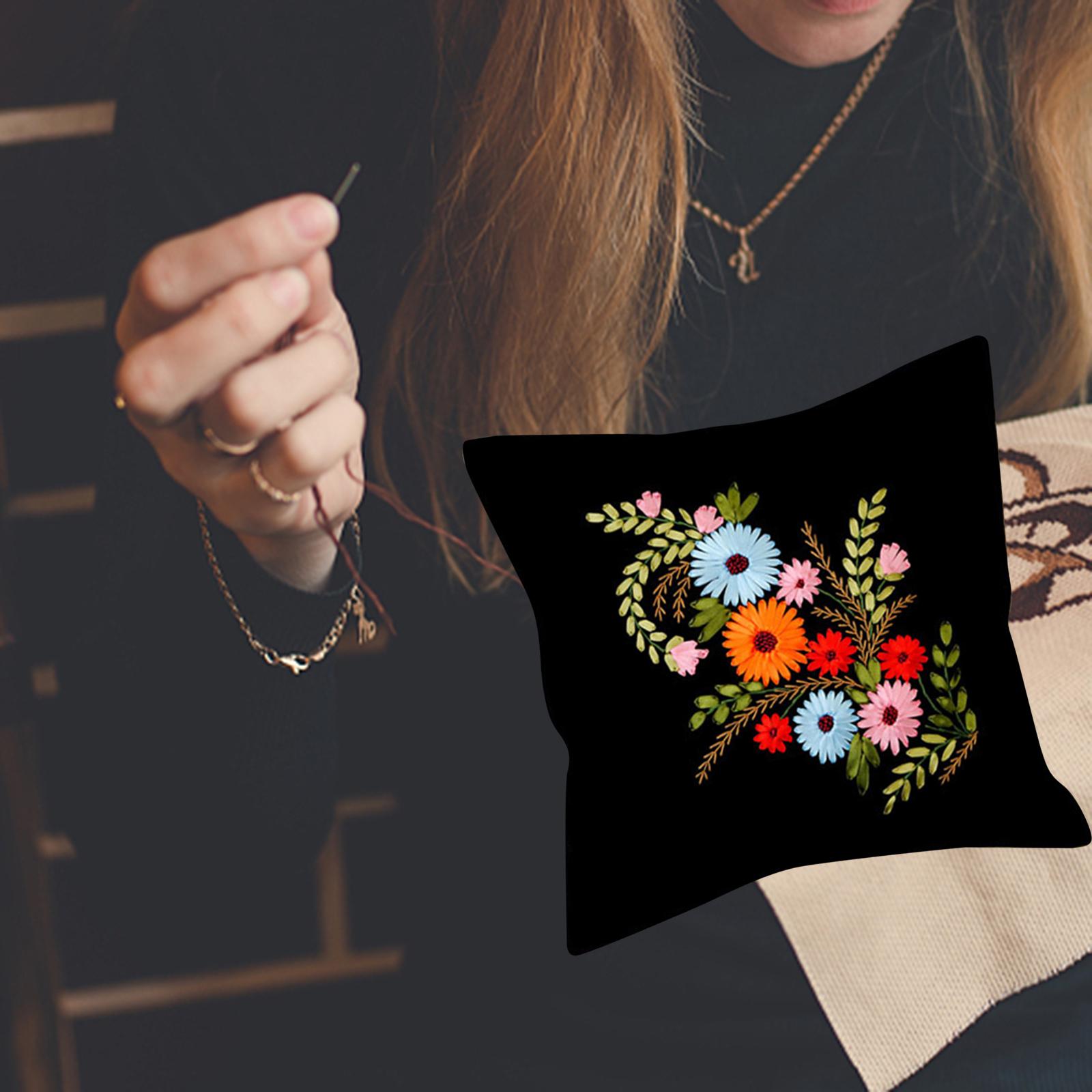 Embroidery Pillow Covers Kits Handmade Unfinished Pillow Case Beginners Gift