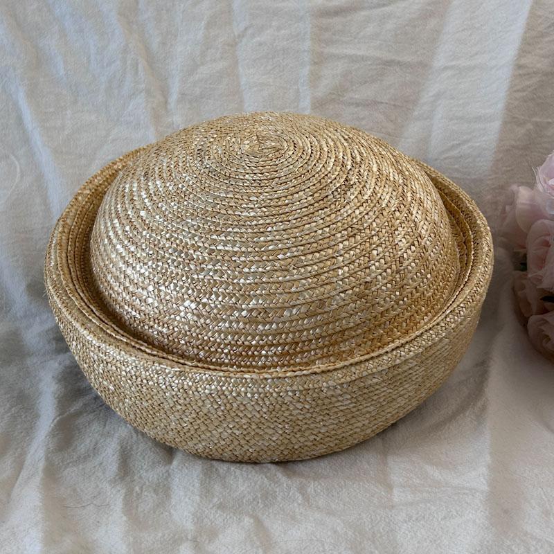 French Natural Wheat Straw Berets Women Circle Woven Sun Hats Church Derby Party Hostesses Pillbox Hat Millinery Fascinator Base