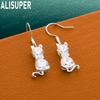 Cute 925 Sterling Silver AAA Zirconia Cat Earrings - Stylish Evening Jewelry