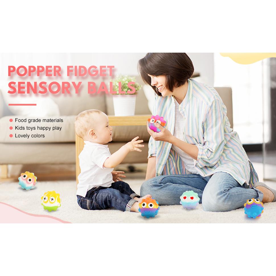 4 Pcs Pack Pop Balls 3D Silicone Cartoon Fidget Squeeze Balls, Pop Bubble Stress Ball Sensory Relieve Stress Fidget Ball Toy for Kid and Adult