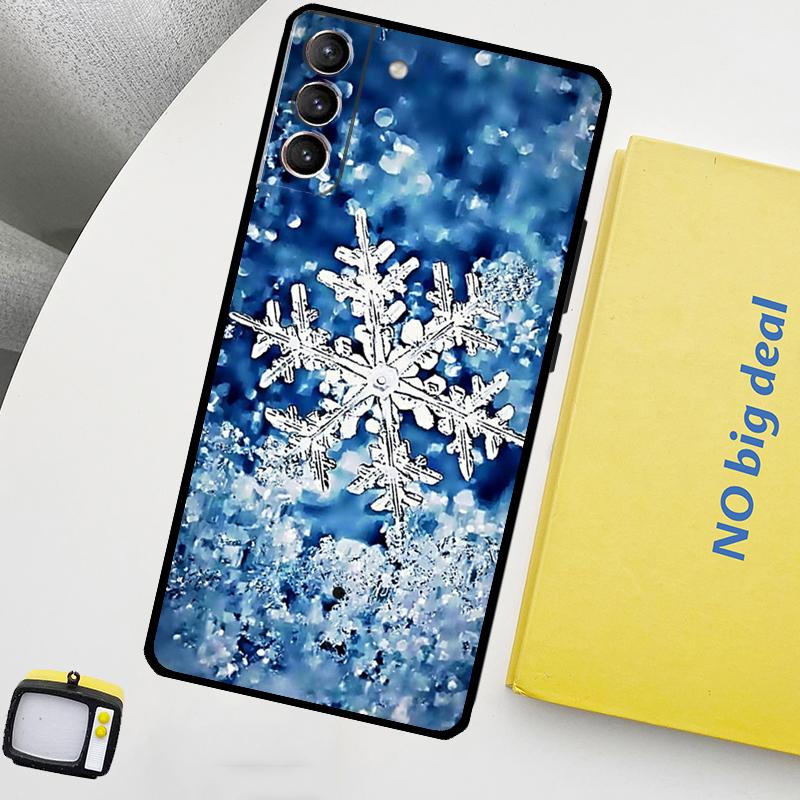 Snow Snowflake Winter Phone Case For Samsung Galaxy S25 Ultra S20 S21 S22 S23 Plus S9 S10 S25 FE S24 Ultra Cover