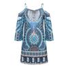 Women's Printed Round-neck Hollow-out Short-sleeved Off-the-shoulder Sexy Halter Dress
