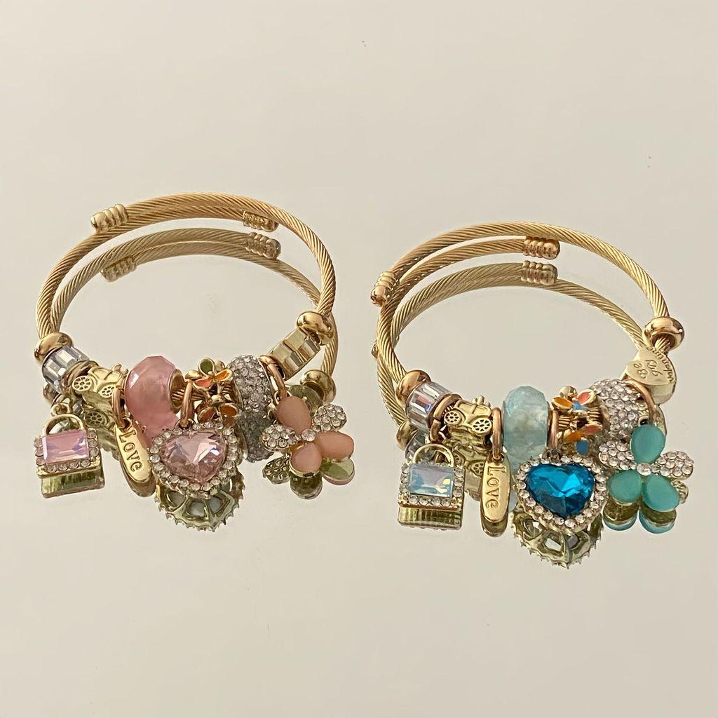 Heartshaped Stainless Steel Jewelry Bracelet With Sparkling Accents For Female Fashion