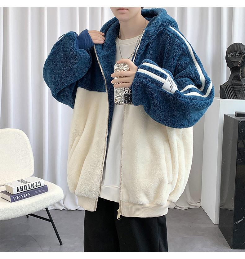 Men's Trendy Lambswool Coat with Velvet Lining - Winter Stand Collar Jacket for Couples