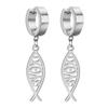 EUEAVAN Stainless Steel Ichthys Jesus Fish Dangle Earrings for Women Men Christian Symbol Hoop Earrings Amulet Religious Jewelry