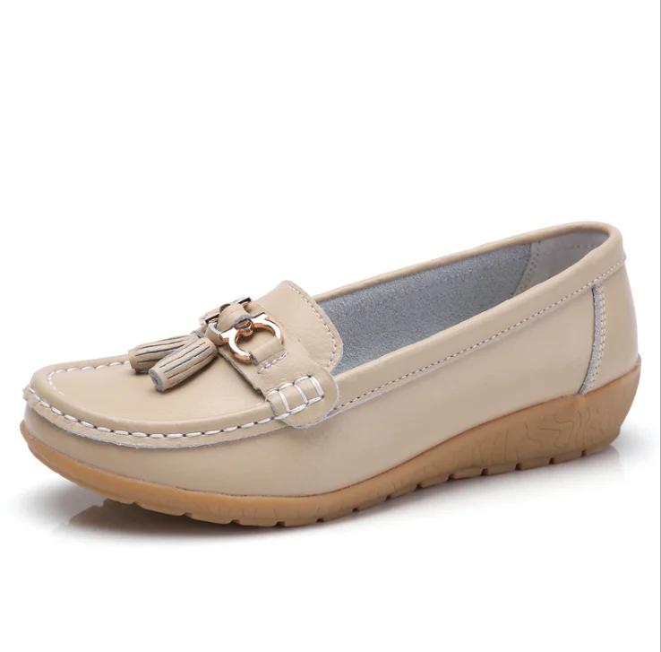  Fashion Women's Flats Ballet Shoes Cut Out Leather Breathable Moccasins Woman Boat Shoes Ballerina Ladies Casual Shoe