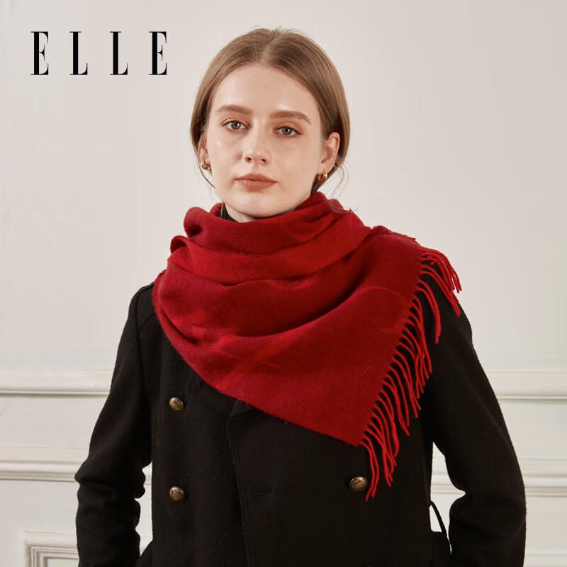 ELLE Women's 100% Lambswool Jacquard Scarf
