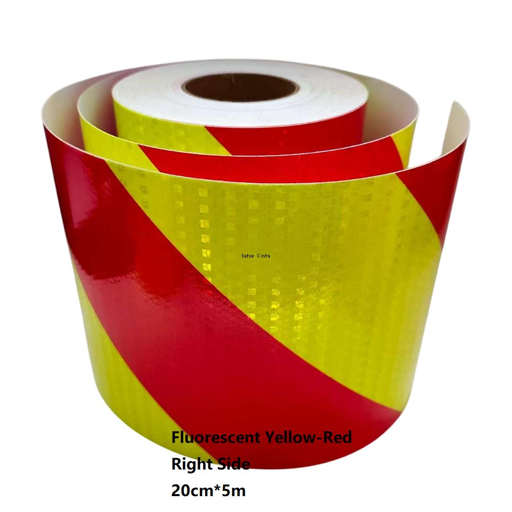 5cm/10cm/15cm/20cm*5M Fluorescent-Yellow-Red Reflective Car Sticker Right Twill Honeycomb PVC Reflector Material Waterproof Tape