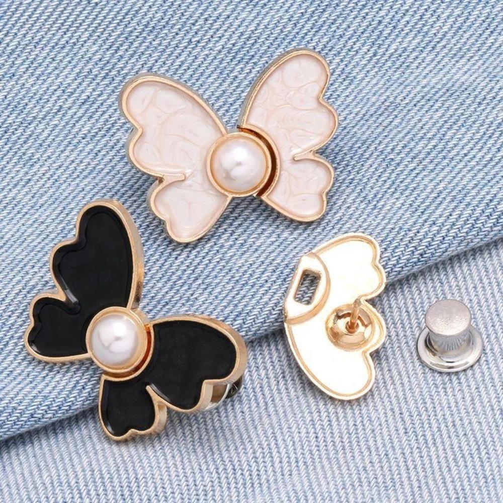 Butterfly Jeans Button Adjustable Clips, Waist Tightener Buckle for Pants & Skirts, Retractable Snap Button Adjuster