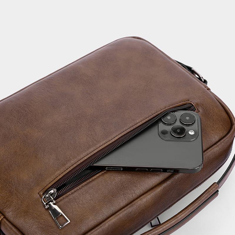 WEIXIER Men's Crossbody Bag, Large Capacity Messenger Bag, Waterproof Leather Shoulder Bag for Men, Durable Business Work Commute Travel Satchel Purse