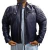 NOORA Men's Real Leather Navy Blue Jacket