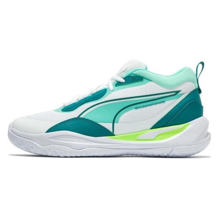 PUMA Playmaker Pro Mid  White Teal  Men s 377572-15 EU 44.5
