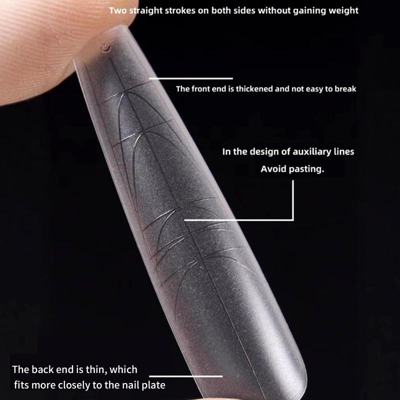 240Pcs Coffin Stiletto Trapezium Soft Gel Nail Tips With Auxiliary Lines Innovative Press On Nails Multifun Full Cover Fake Nail