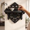 Home Decor Wall Shelf Vintage Floating for Wall, 3D Printed Gothic Carving Display Shelf, Style Mount Black Storage Rack Office Living Room Mounted