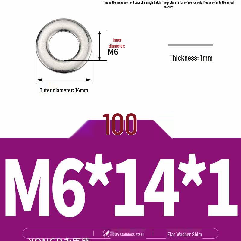 304 Stainless Steel Thickened Flat Washer / Ultra-thin Metal Gasket, Sizes M1.6-M10