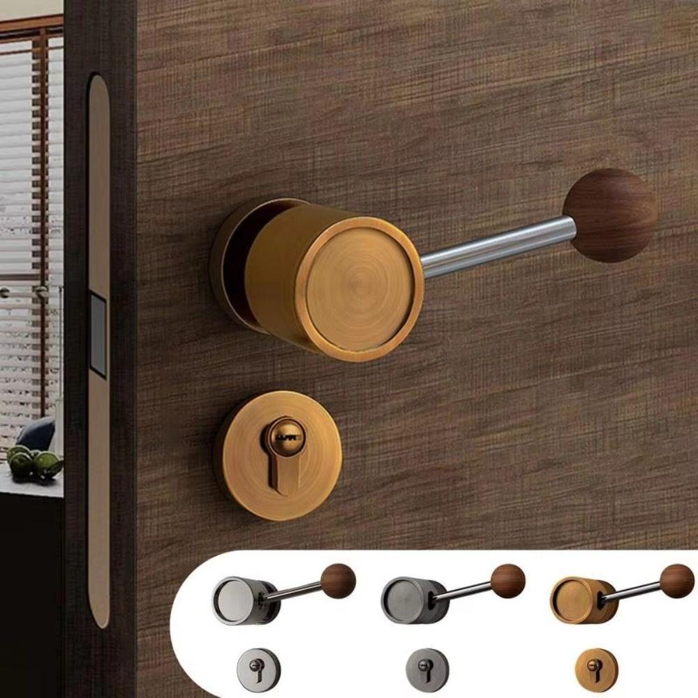 Black Walnut Vintage Door Lock Creative Design Modern Door Knob Security Door Bar  Bedroom Use