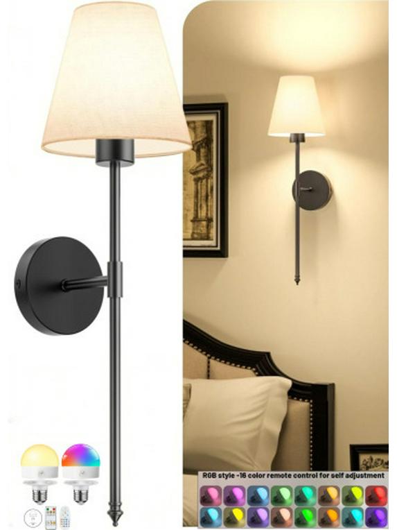 

Беспроводной RGB настенный светильник на батарейках с пультом дистанционного управления для спальни, гостиной или лестницы No Bulb