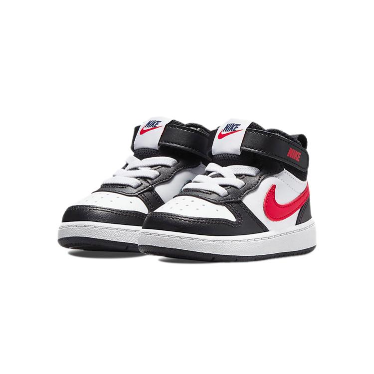 Nike Mid 2 Slip Resistant Abrasion Resistant High top Skateboard Shoes Black White Red Infant And Toddler DO5894-161