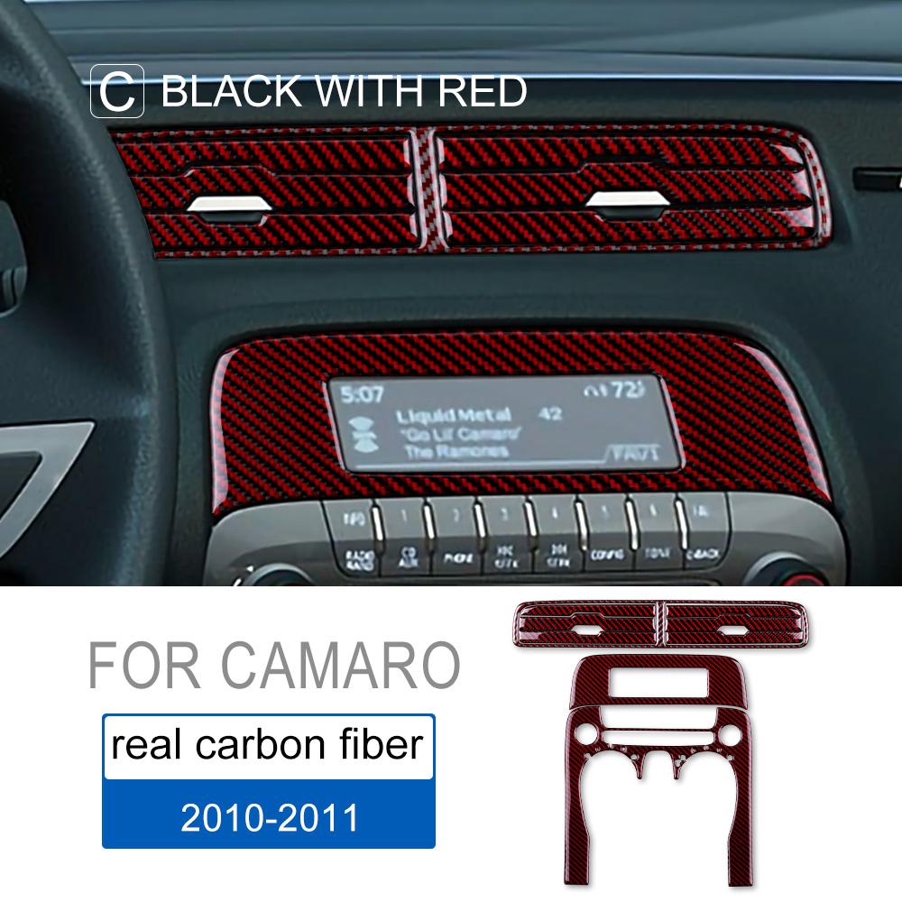 Real Carbon Fiber Sticker for Chevrolet Camaro 2010 2011 Accessories Interior Trim Car Air Conditioning Switch Panel Cover