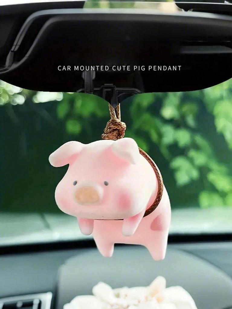 1Pc Cute Pink Pig Car Hanging Ornament – Perfect for Car Interior Decoration, Adding Whimsy and Fun to Your Vehicle.