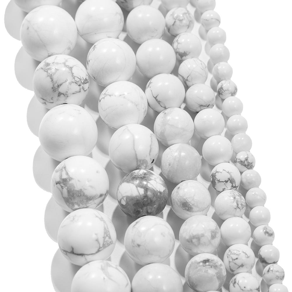 

1 нить/лот 4/6/8/10 мм белые говлитовые бирюзовые круглые свободные проставки из натурального камня бусины для DIY браслетов поставки ювелирных изделий 8mm