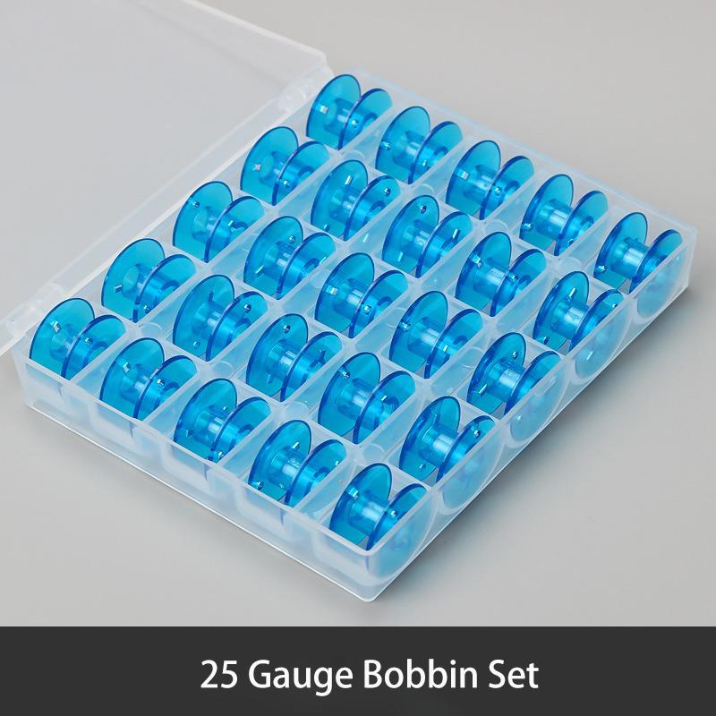 

Шпульки для домашней швейной машины, 25 синих пластиковых шпуль в коробке. синий