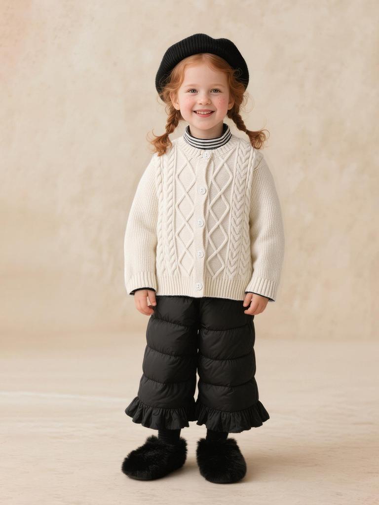 2025 Winter Mädchen Süßer & Vielseitiger Strickcardigan aus Merinowolle