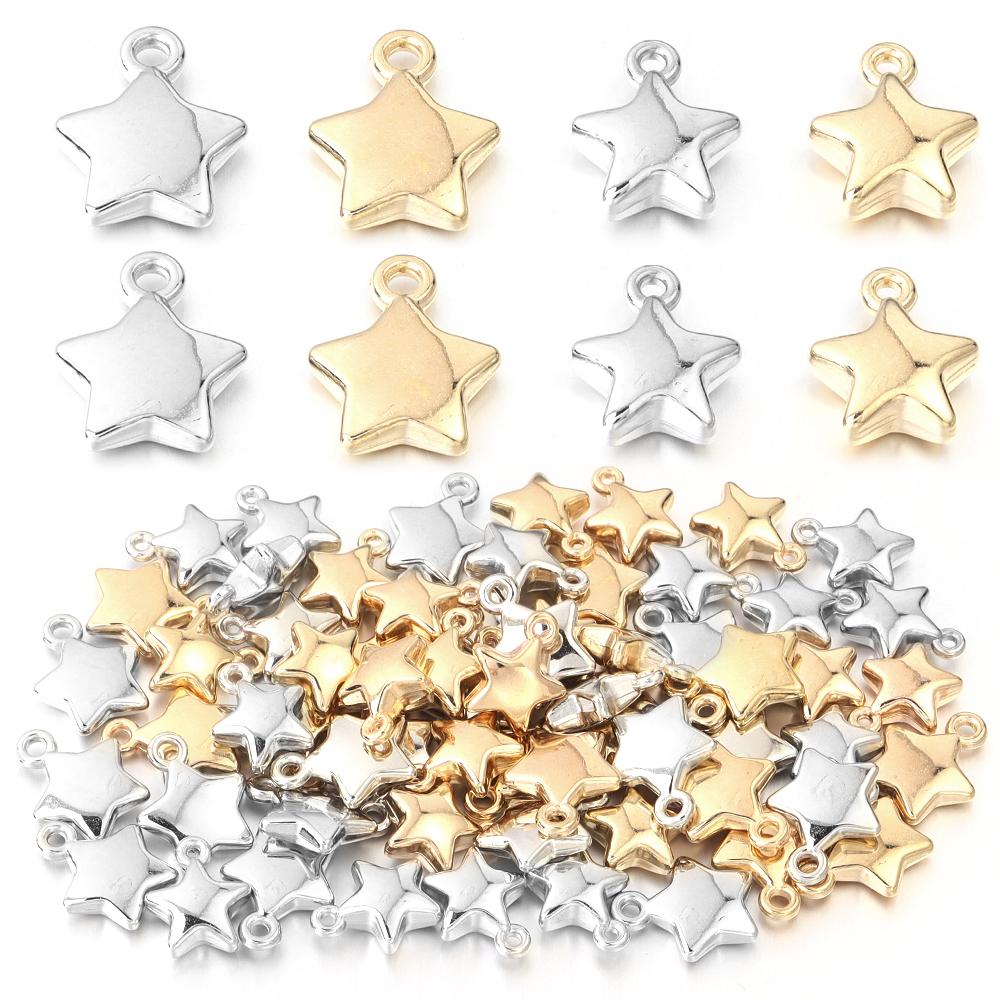 50Pcs/lot CCB Star Bead Pendant Popular Simple Loose Charms for Jewelry Making Accessories DIY Necklace Bracelet Keychain