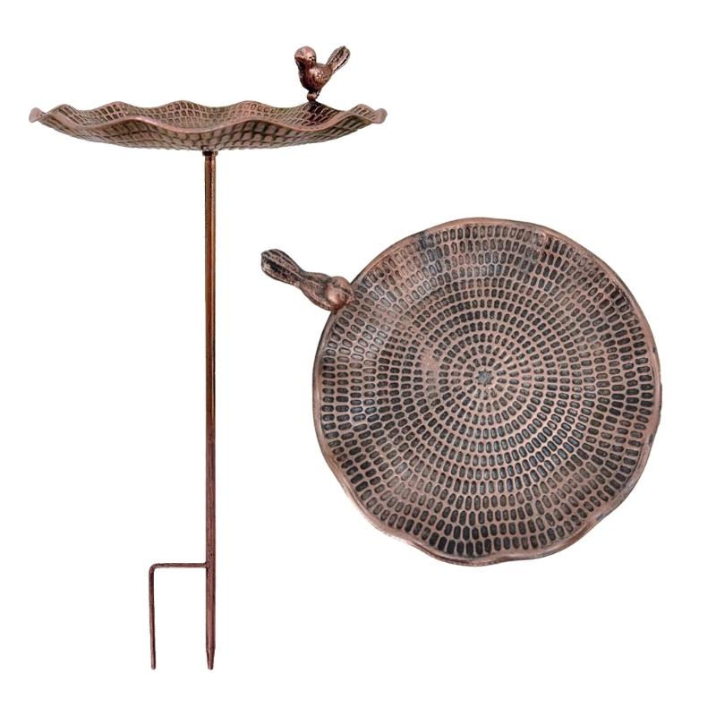 Heavy Duty Metal Bird Bath Water Dish Outdoor Watering Station Rustproof Finish Vintage Garden Decoration Easy to Clean