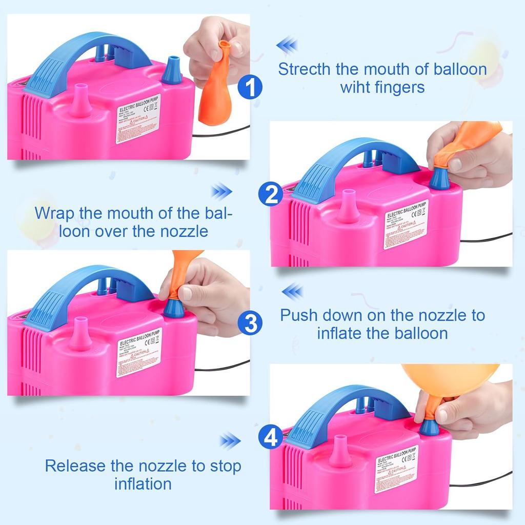 600W 110V/220V Electric Balloon Pump, Portable Automatic Inflator with Tying Tools for Birthday Balloons Party Decorations