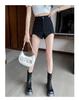 2025 Summer High-Waist Irregular Design Black A-Line Women's Casual Shorts