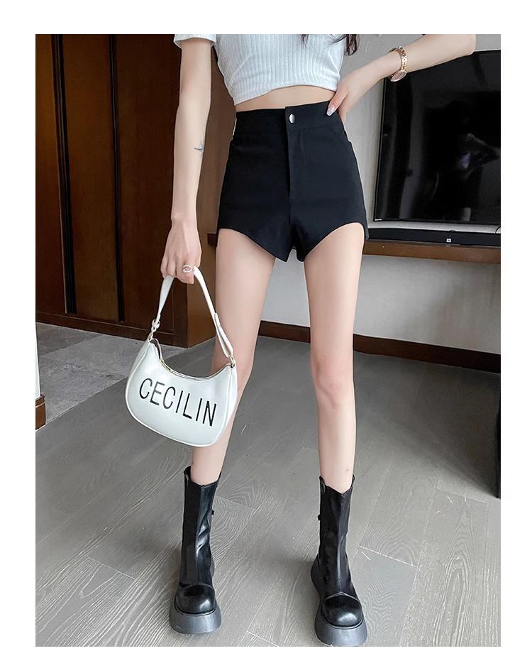 2025 Summer High-Waist Irregular Design Black A-Line Women's Casual Shorts