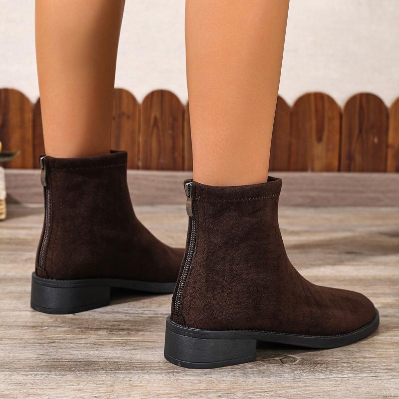 Suede Women's Boots Retro Fashion Women's Short Boots 2025 Autumn and Winter Single Boots Thick Heel Slim Womens Shoes