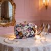 Elegant Pearl Beaded Flower Evening Bag With Satin Interior For Ladies Party Wear