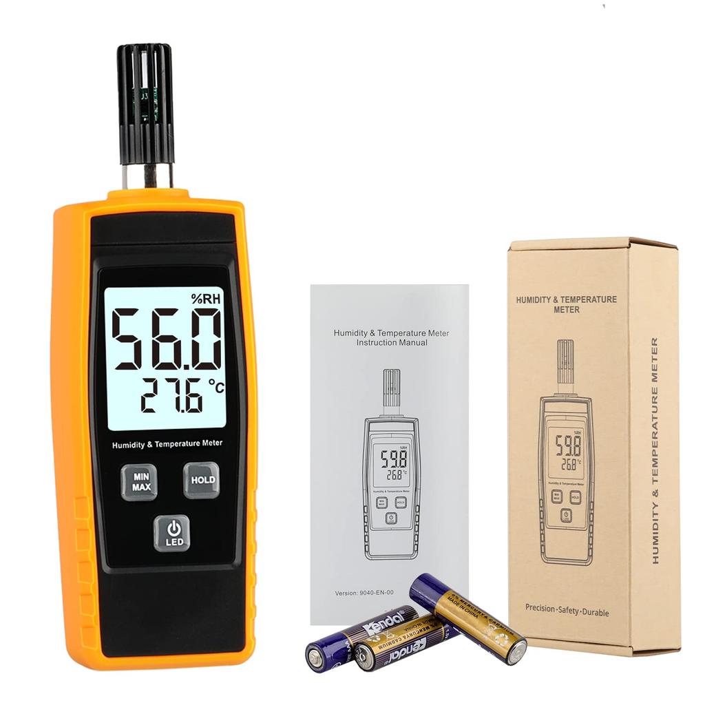 Handheld Digital Hygrometer Thermometer LCD Display Backlight Moisture Tester Gauge for and Agricultural Use Hygrometer, 0~100% RH/-30~60°C