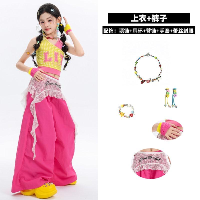Girls Jazz Dance Costume Kids Performance Outfit Trendy Streetwear Style
