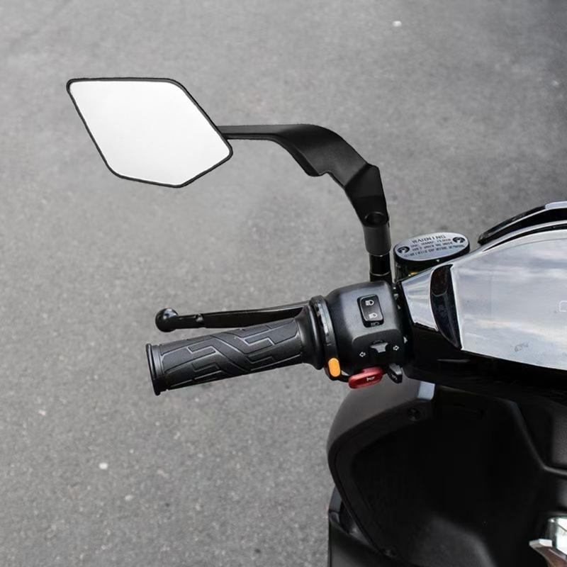 Motorcycle Wide View Rearview Mirror Flip Adjustable Angle Plastic Glass Material Universal Quick Mount For Road Safety